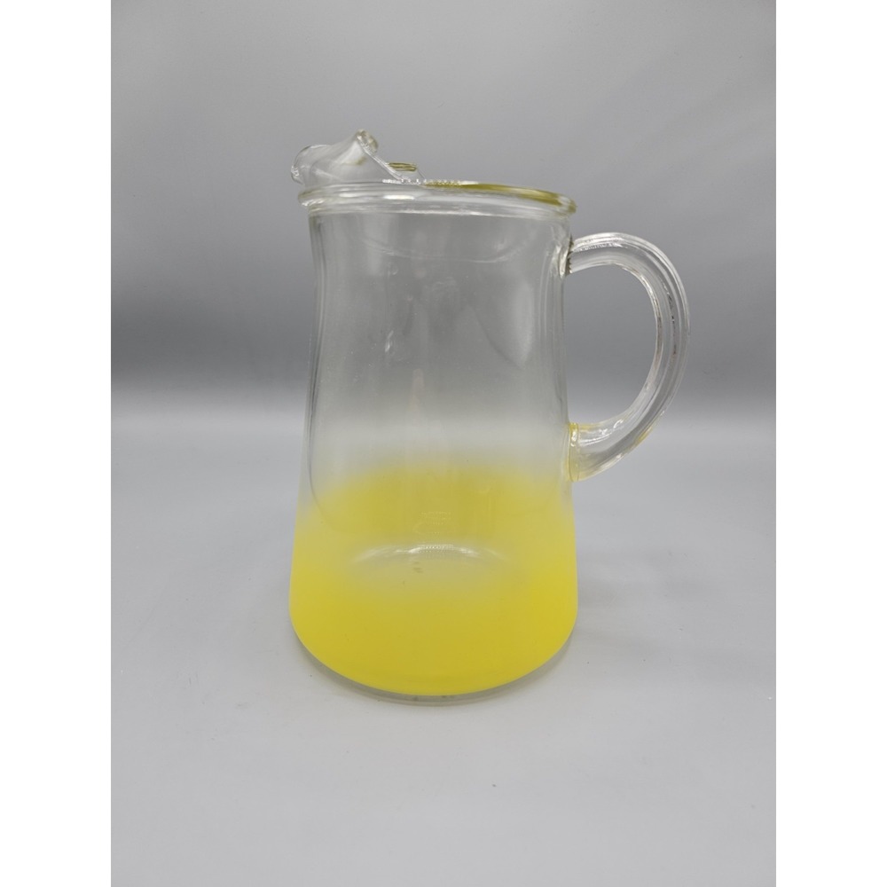 Vintage Blendo Frosted Yellow Pitcher West Virginia Glass 9.5" MCM 50s 60s